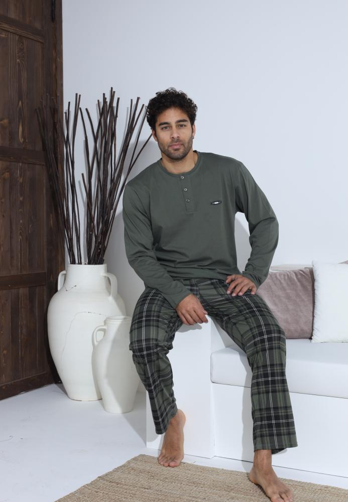Pijama Barbati ,Maneca si Pantaloni Lungi,Culoare Verde,Engros